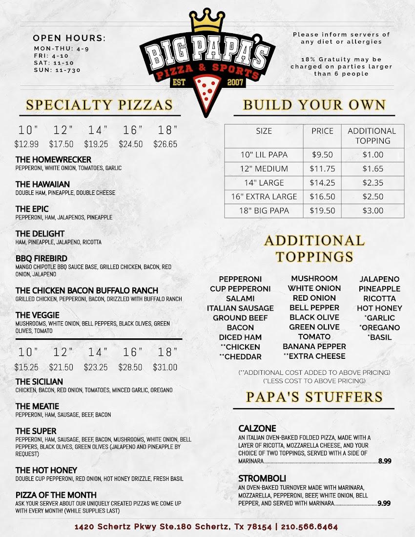 Big Papa's Pizza & Sports