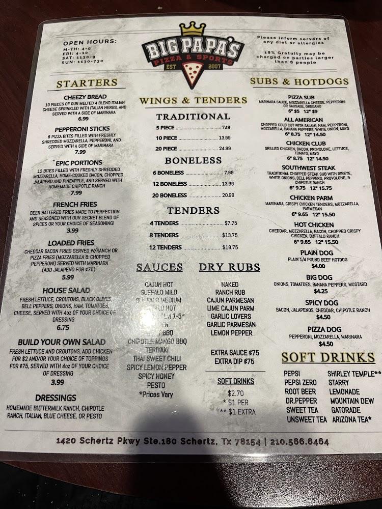 Big Papa's Pizza & Sports Menu image 4